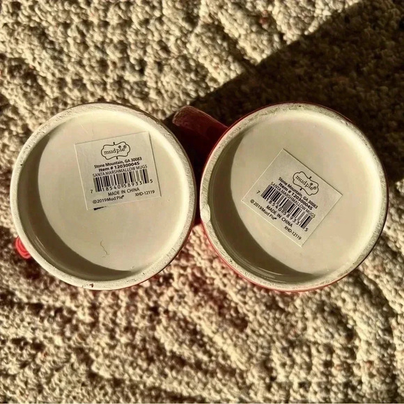 2 MUGS Santa Clause Christmas Marshmallow Hot Coco Mugs 2 Set of Two Mugs Cups - Picture 7 of 11